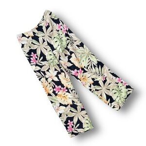 Talbots Black Tropical Floral Pull-On Kids Pants